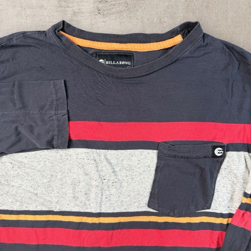 Billabong Blue Long Sleeve Striped Shirt Men’s Large Essentials Surf Skate Y2K